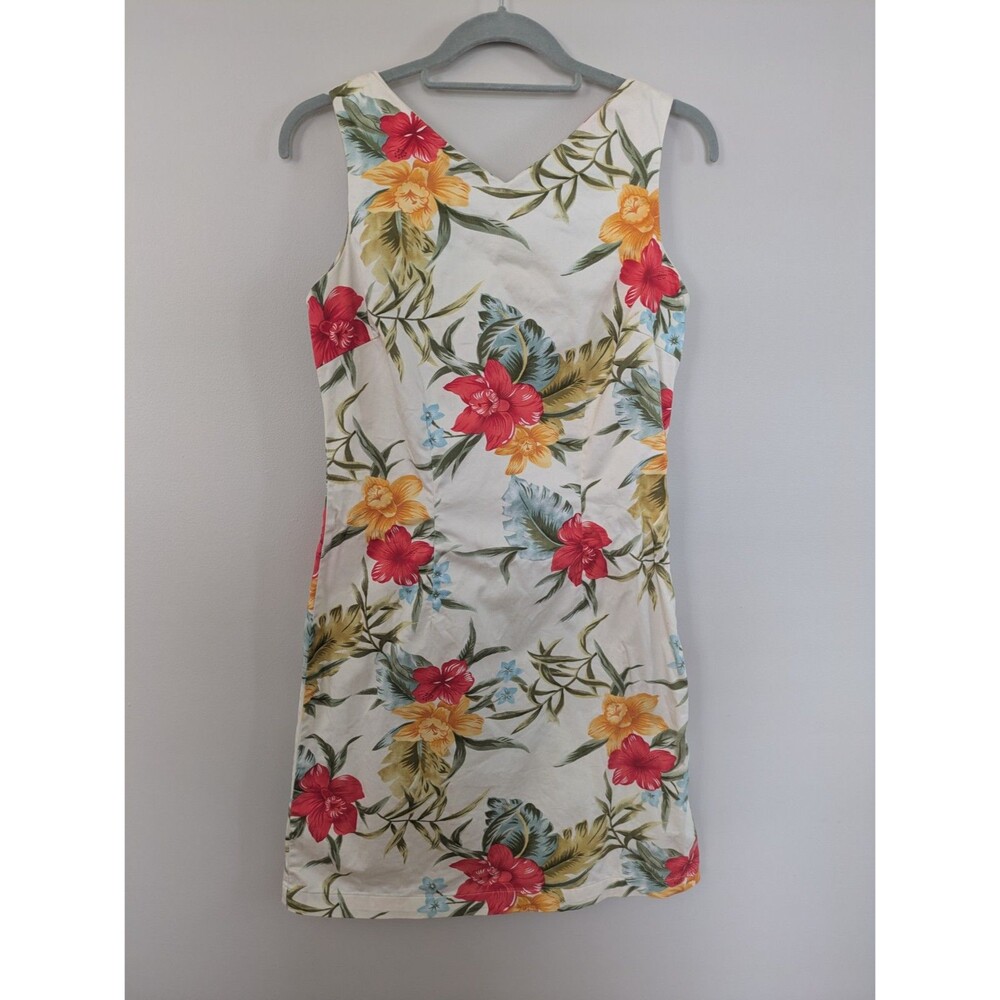 Vintage Caribbean Joe Hawaiian Sheath Dress Floral Tropical Beachy Cotton Small